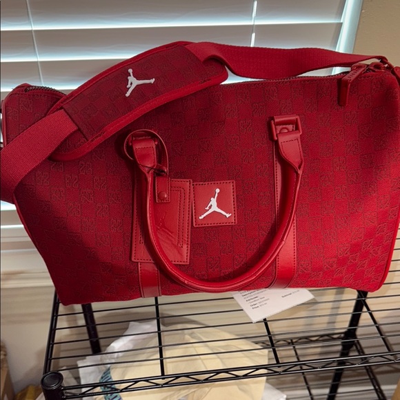 Jordan Handbags - Jordan Red Checkered Duffel Bag